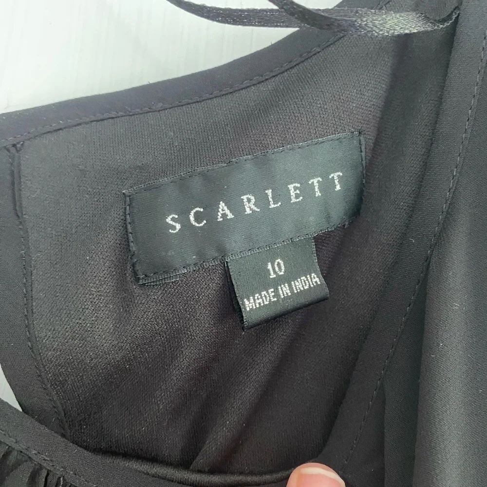 SCARLETT women’s black evening cocktail round neck midi dress size 10